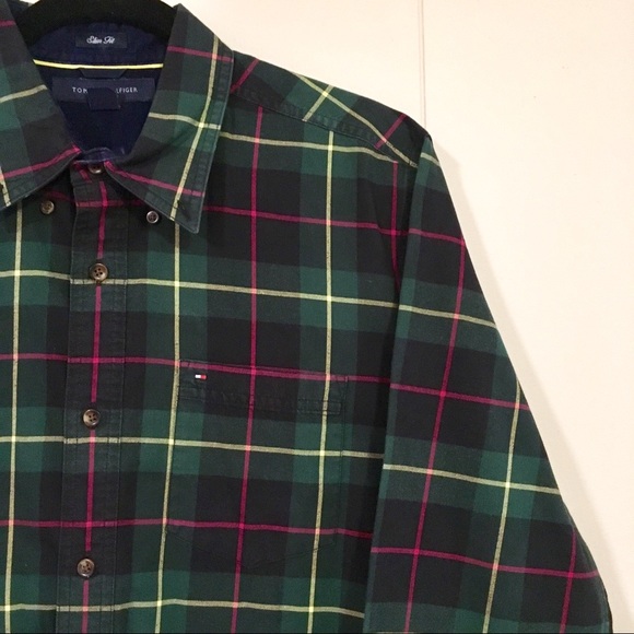 Tommy Hilfiger hunter green plaid buttondown shirt - Picture 2 of 2